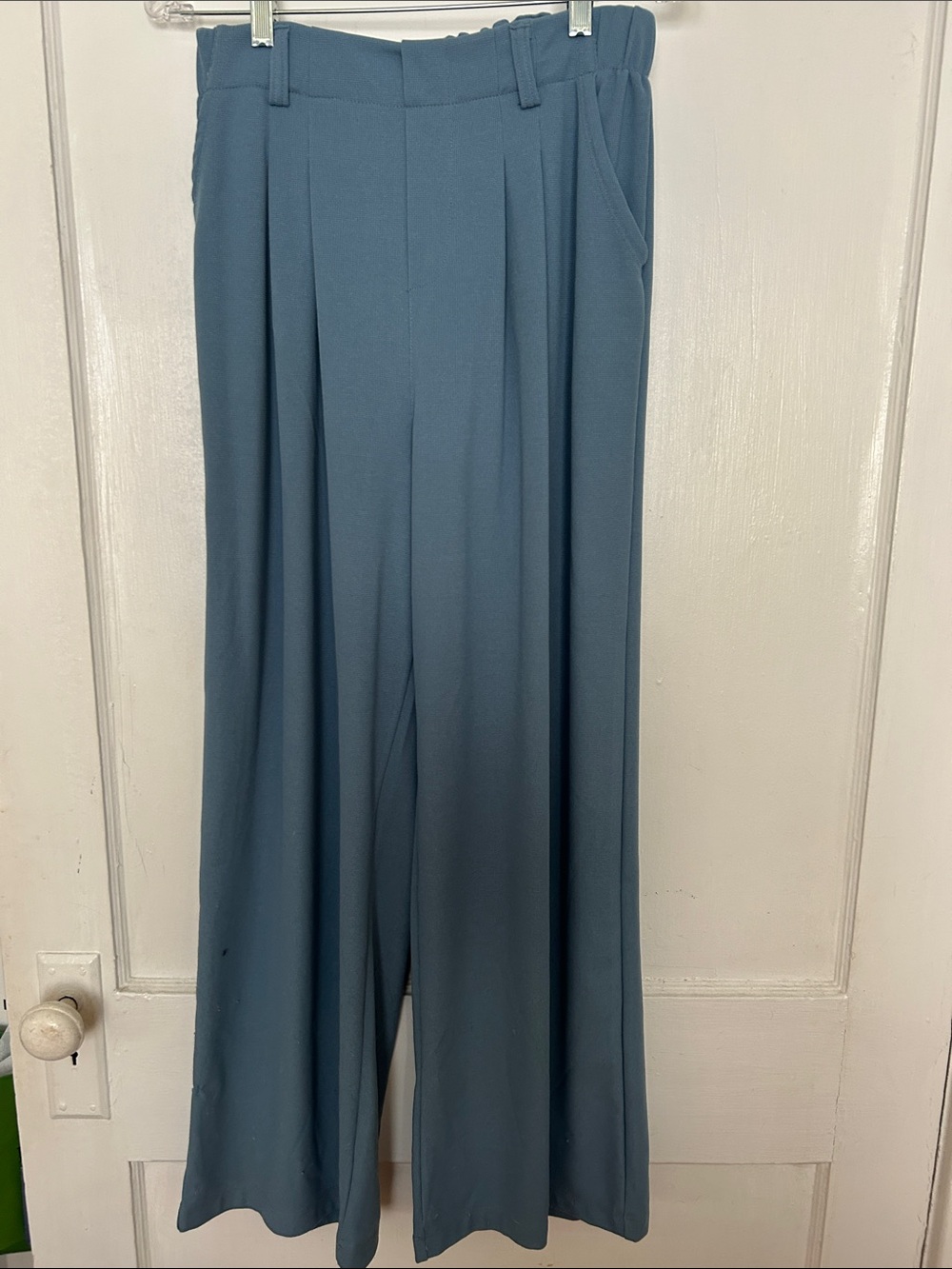Wide Leg Slate Blue Trousers